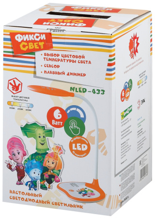 картинка Интерьерная настольная лампа светодиодная для детской с диммером и выключателем NLED-433-6W-OR от магазина BTSvet