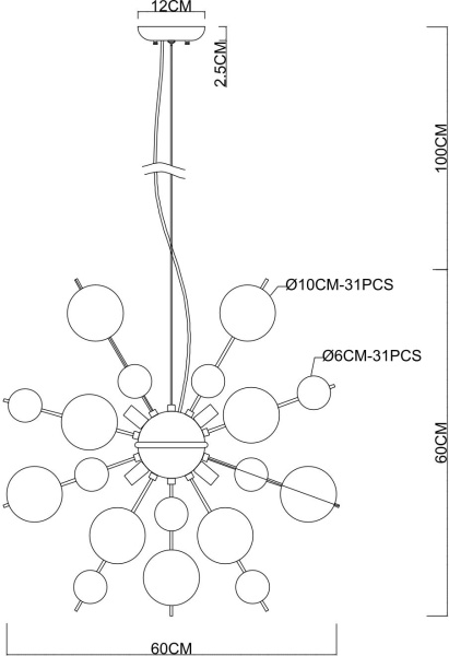 картинка Подвесная люстра Molecule A8313SP-9CC от магазина BTSvet