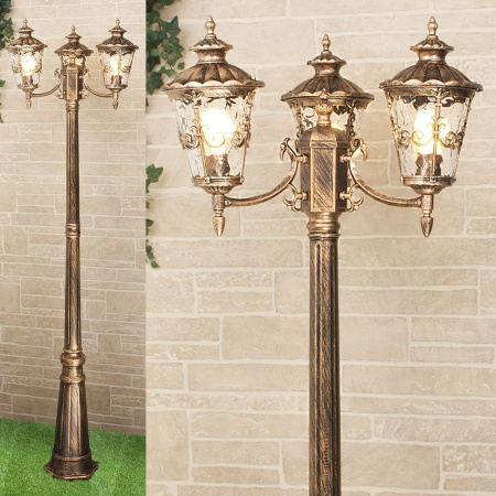 картинка Наземный фонарь уличный Diadema F/3 (GLYF-8046F/3) черное золото от магазина BTSvet