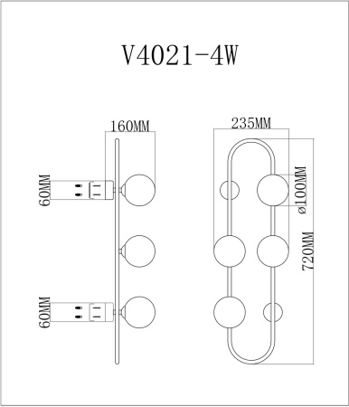 картинка Бра Krona V4021-4W от магазина BTSvet