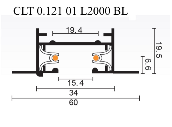 картинка Шинопровод встраиваемый с питанием и заглушкой CLT 0.121 01 L2000 BL от магазина BTSvet