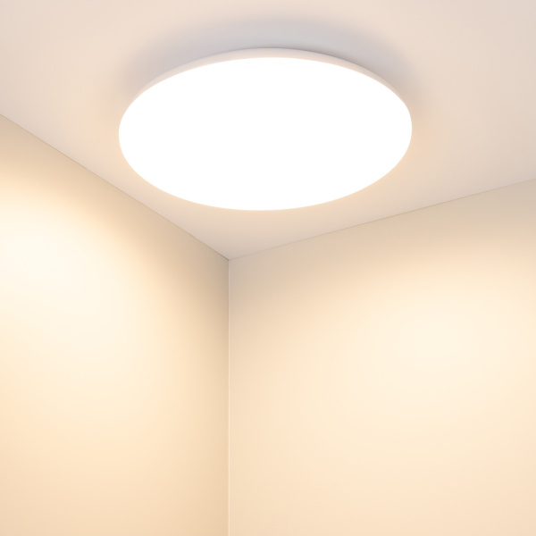 картинка Потолочный светильник LED круглый CL-FRISBEE-DIM-R380-25W Day4000-MIX (WH, 180 deg, 230V) (Arlight, IP54 Пластик, 3 года) 030112 от магазина BTSvet