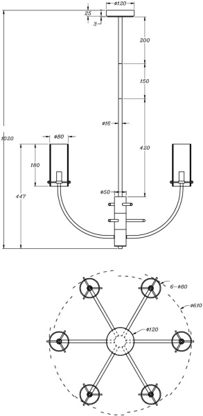 картинка Потолочная люстра Arco MOD223PL-06BS от магазина BTSvet