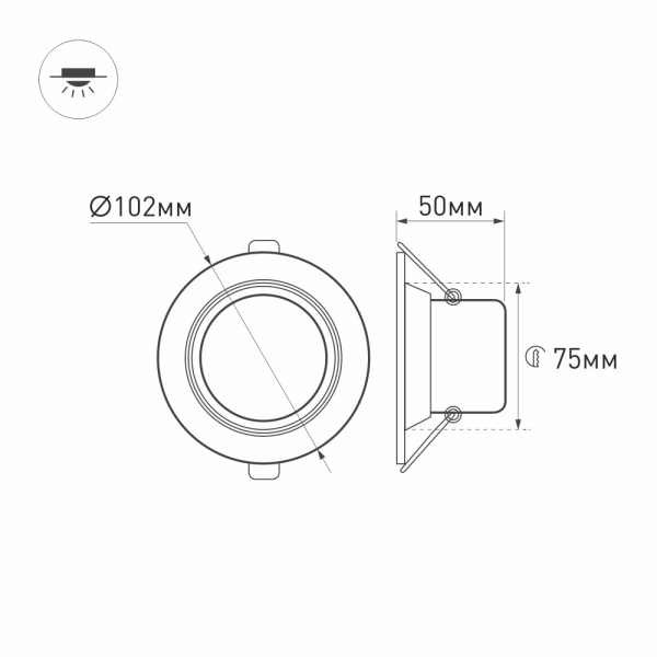 картинка Светодиодный Светильник встраиваемый LED LTD-70WH 5W Warm White 120deg (Arlight, IP40 Металл, 3 года) 018420 от магазина BTSvet
