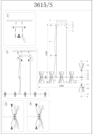 картинка Подвесной светильник 3615/S nickel от магазина BTSvet