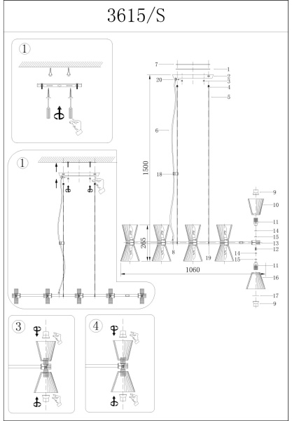 картинка Подвесной светильник 3615/S nickel от магазина BTSvet