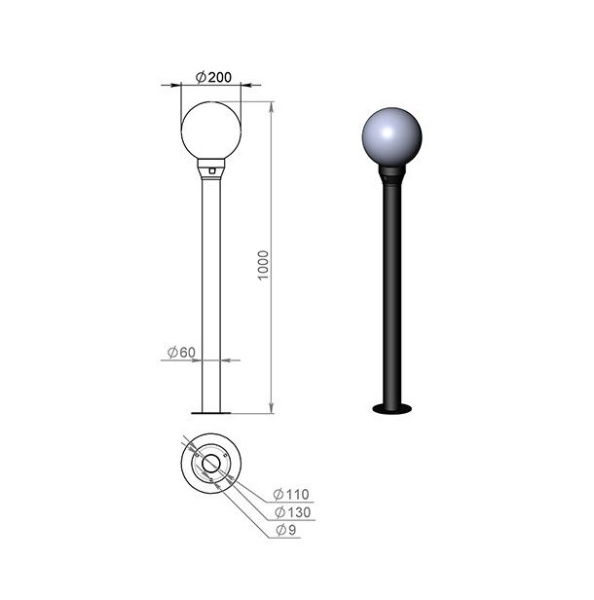 картинка Наземный светильник Диано 200-41/b-09 от магазина BTSvet
