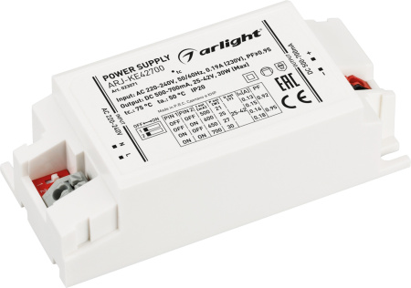 Блок питания ARJ-KE42700 (30W, 500-700mA, PFC) (Arlight, IP20 Пластик, 5 лет) 023071