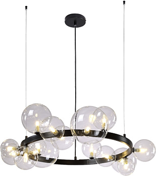Подвесная люстра светодиодная AGATA SP15 V2 BLACK/TRANSPARENTE