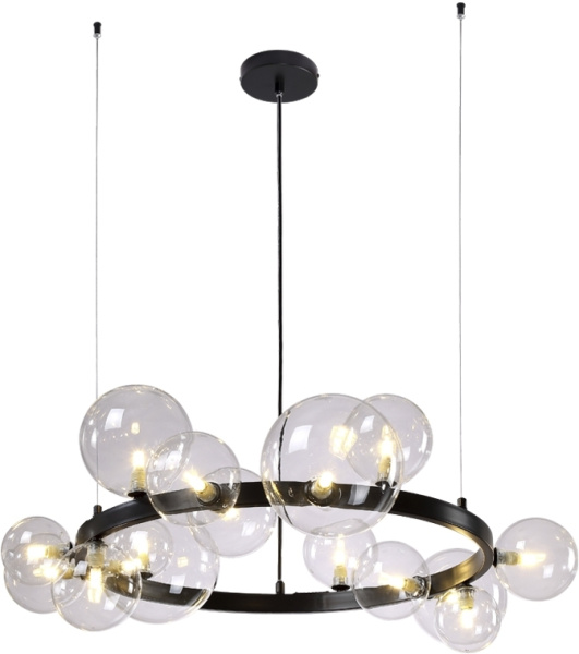 Подвесная люстра светодиодная AGATA SP15 V2 BLACK/TRANSPARENTE