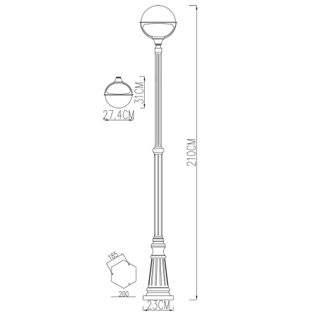 картинка Наземный фонарь уличный Monaco A1497PA-1BK от магазина BTSvet