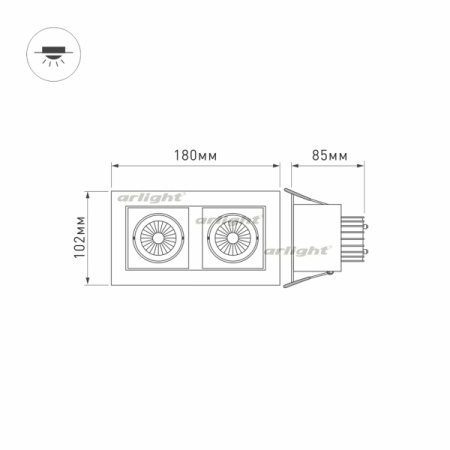 картинка Светильник встраиваемый LED CL-KARDAN-S180x102-2x9W Day (WH, 38 deg) (Arlight, IP20 Металл, 3 года) 024138 от магазина BTSvet
