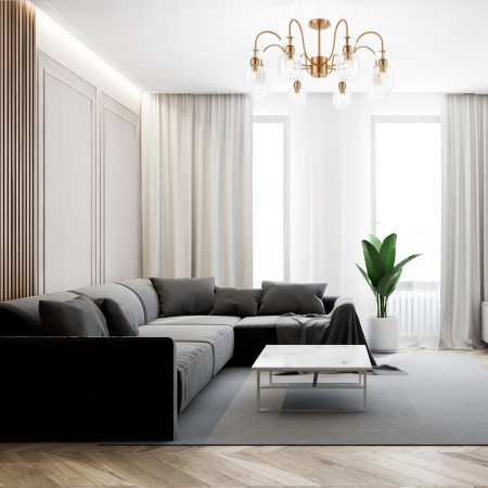 картинка Потолочная люстра на штанге Gloss 1141/8PL E14*60W Antigue copper/Clear от магазина BTSvet