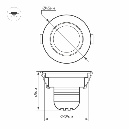 картинка Светодиодный светильник мебельный LTM-R45WH 3W Day White 30deg (Arlight, IP40 Металл, 3 года) 014912 от магазина BTSvet