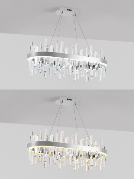 картинка Подвесная люстра хрустальная светодиодная с управлением смартфоном и пультом регулировкой цветовой температурой и яркости ночным режимом и таймером LED LAMPS 81259 от магазина BTSvet