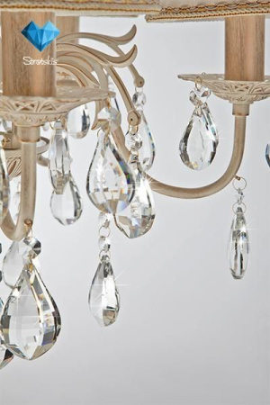 картинка Подвесная люстра хрусталь Amelia 10054/5 белый с золотом/прозрачный хрусталь Strotskis от магазина BTSvet