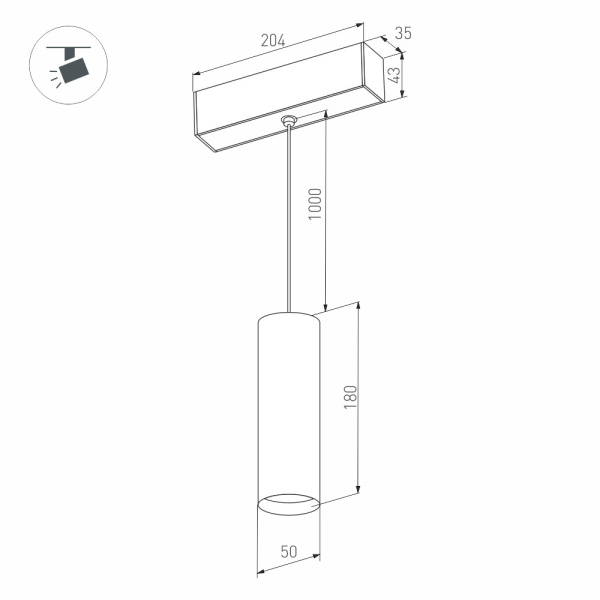 картинка Трековый светильник светодиодный MAG-SPOT-HANG-45-R50-7W Warm3000 (WH, 24 deg, 24V) (Arlight, IP20 Металл, 3 года) 027005 от магазина BTSvet