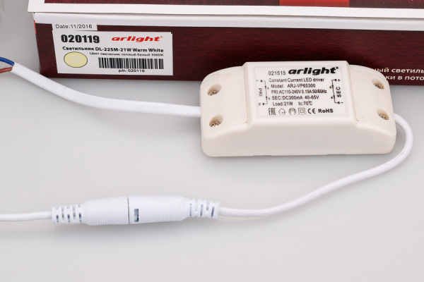 картинка Светильник встраиваемый LED DL-225M-21W Warm White (Arlight, IP40 Металл, 3 года) 020119 от магазина BTSvet