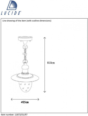 картинка Уличный светильник подвесной Aruba 11872/01/97 от магазина BTSvet