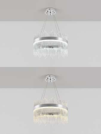 картинка Подвесная люстра хрустальная светодиодная с управлением смартфоном и пультом регулировкой цветовой температурой и яркости ночным режимом и таймером LED LAMPS 81261 от магазина BTSvet