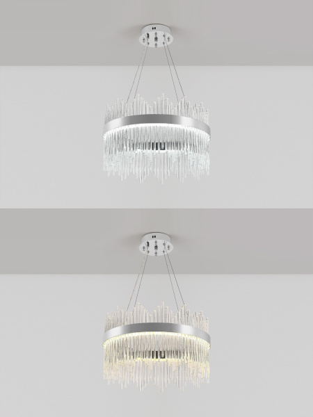 картинка Подвесная люстра хрустальная светодиодная с управлением смартфоном и пультом регулировкой цветовой температурой и яркости ночным режимом и таймером LED LAMPS 81261 от магазина BTSvet