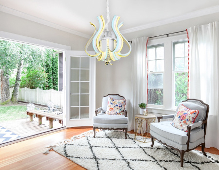 картинка Подвесная люстра светодиодная с пультом, регулировкой яркости, цветовой температуры, ночным режимом и таймером Line FL112 от магазина BTSvet