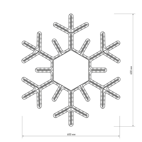 картинка Световая фигура светодиодная ARD-SNOWFLAKE-M5-600x600-216LED White (230V, 15W) (Ardecoled, IP65) 025308 от магазина BTSvet