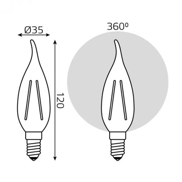 картинка Лампочка LED Filament Candle tailed E14 9W 4100K 1/10/50 104801209 от магазина BTSvet
