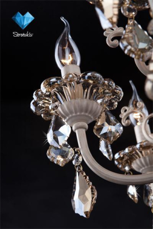 картинка Подвесная люстра 3281/8 белый с золотом/тонированный хрусталь Strotskis от магазина BTSvet