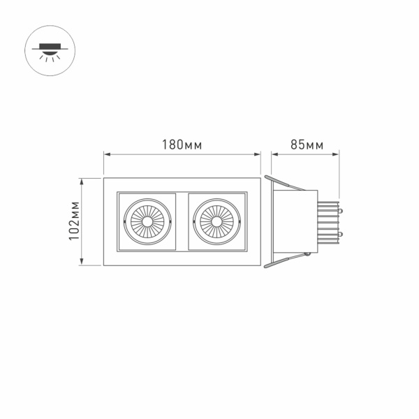 картинка Светильник встраиваемый LED CL-KARDAN-S180x102-2x9W White (WH, 38 deg) (Arlight, IP20 Металл, 3 года) 024128 от магазина BTSvet