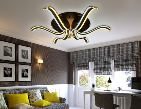 картинка Потолочная люстра светодиодная с пультом, регулировкой яркости, цветовой температуры, ночным режимом и таймером Line FL144 от магазина BTSvet