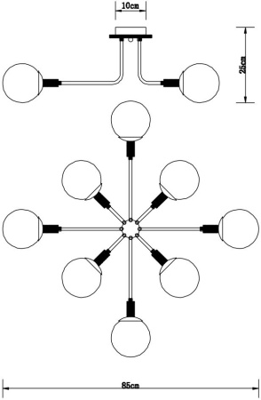 картинка Потолочная люстра Oxford A2716PL-8BK от магазина BTSvet