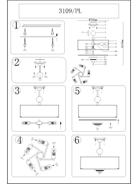 картинка Потолочная люстра 3109/PL от магазина BTSvet