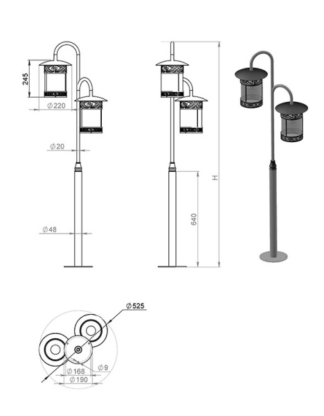 картинка Кованый наземный уличный фонарь Sicilia 120-42/bg-02 от магазина BTSvet