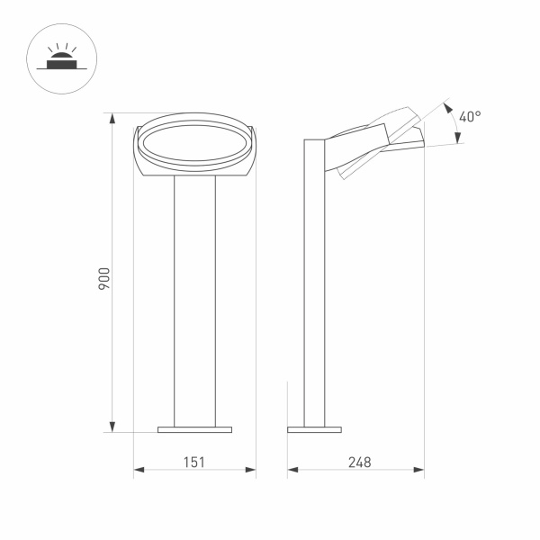 картинка Ландшафтный светильник наземный LGD-EYE-BOLL-H900-6W Warm3000 (GR, 117 deg, 230V) (Arlight, IP54 Металл, 3 года) 029984 от магазина BTSvet