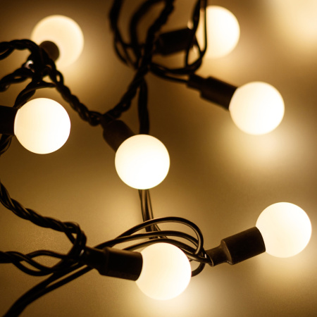 картинка Светодиодная гирлянда ARD-BALL-CLASSIC-D23-10000-BLACK-80LED WARM (230V, 3.5W) (Ardecoled, IP65) 025617 от магазина BTSvet
