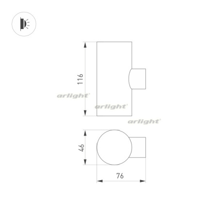картинка Фасадный светильник светодиодный LGD-RAY-WALL-TWIN-R46-2x3W Day4000 (GR, 24 deg, 230V) (Arlight, IP65 Металл, 3 года) 033307 от магазина BTSvet