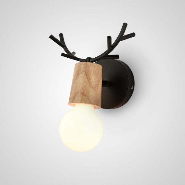 картинка Бра с рожками DEER A Wood/Black от магазина BTSvet