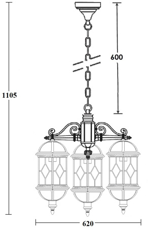 картинка Уличный светильник подвесной SORENTO 92670/3 Bl от магазина BTSvet