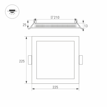 картинка Светильник встраиваемый LED DL-225x225M-21W Warm White (Arlight, IP40 Металл, 3 года) 020137 от магазина BTSvet