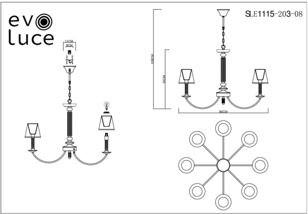 картинка Подвесная люстра Vinci SLE1115-203-08 от магазина BTSvet