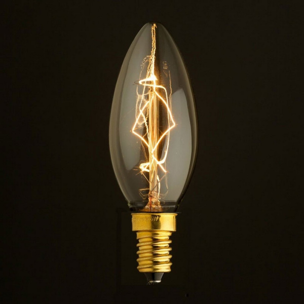 картинка Ретро лампочка накаливания Эдисона свеча E14 25W 2400-2800K 3525 от магазина BTSvet