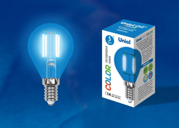 Лампочка светодиодная LED-G45-5W/BLUE/E14 GLA02BL картон