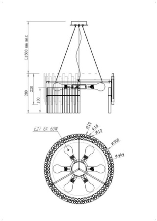 картинка Подвесная люстра Coliseo MOD135PL-06BS от магазина BTSvet
