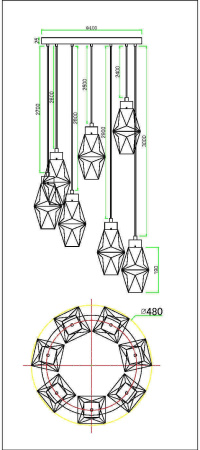 картинка Подвесной светильник Coctail time MOD325PL-07G от магазина BTSvet