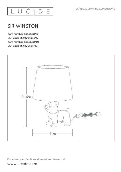 картинка Интерьерная настольная лампа с выключателем Extravaganza Sir Winston 13533/81/30 от магазина BTSvet