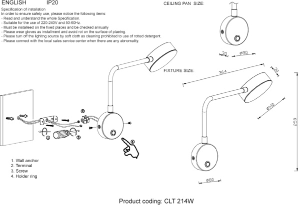 картинка Бра светодиодное CLT 214 CLT 214W BL от магазина BTSvet