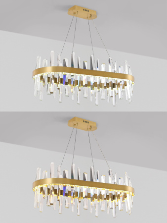 картинка Подвесная люстра хрустальная светодиодная с управлением смартфоном и пультом регулировкой цветовой температурой и яркости ночным режимом и таймером LED LAMPS 81258 от магазина BTSvet