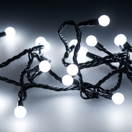 картинка Светодиодная гирлянда ARD-BALL-CLASSIC-D13-10000-BLACK-100LED WHITE (230V, 7W) (Ardecoled, IP65) 025571 от магазина BTSvet
