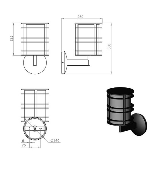 картинка Настенный фонарь уличный Бордо 180-12/b-02 от магазина BTSvet